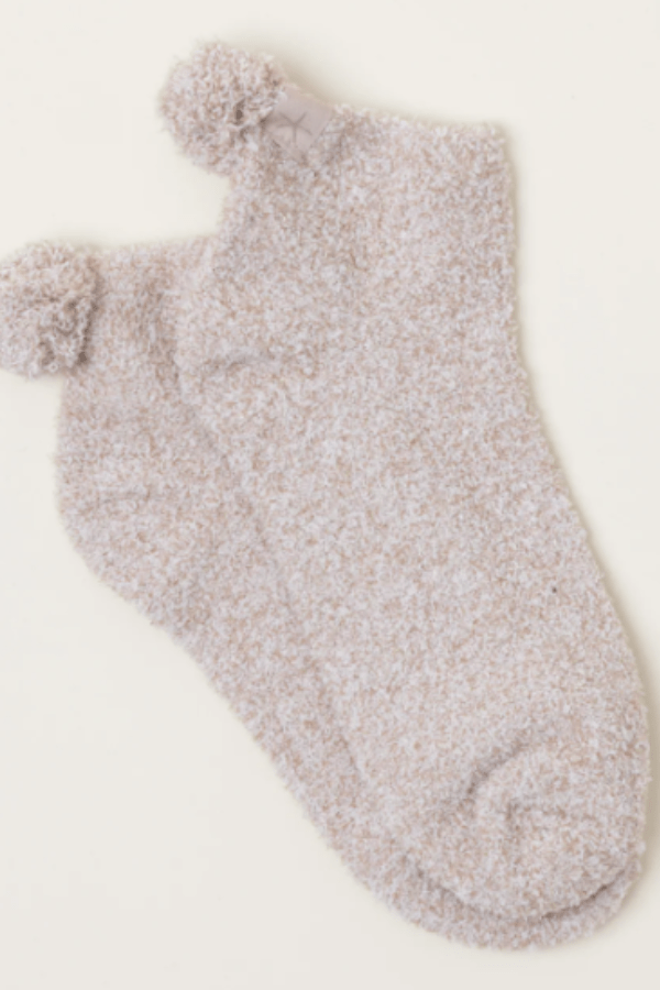 Cozy Chic Women's Pom Pom Ankle Sock - Tan Cream