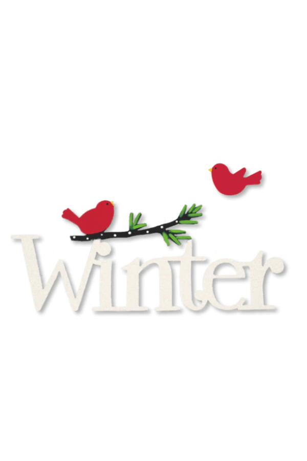 Winter w/Bird Magnet S/2 White