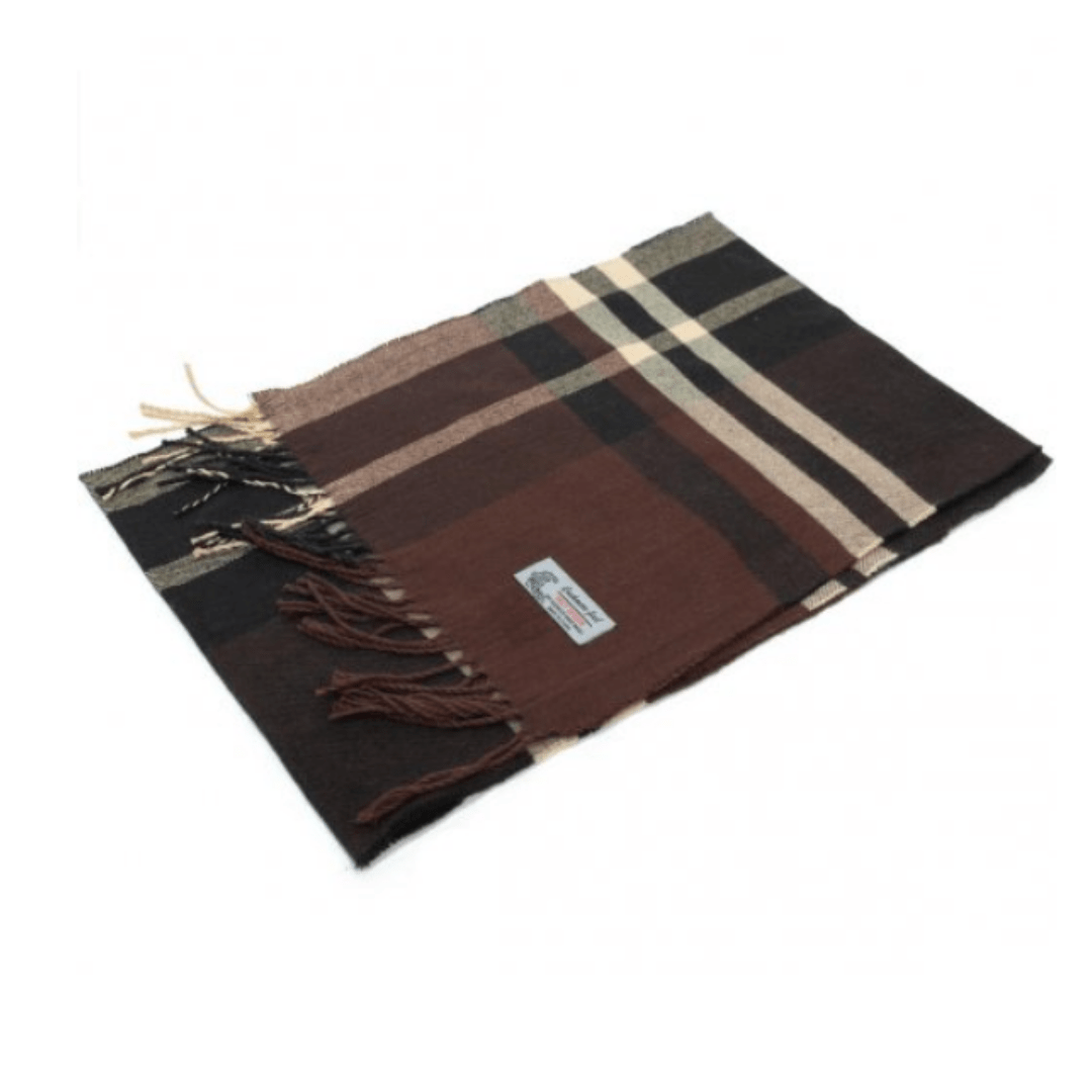Cashmere Feel Scarf Coffee Plaid