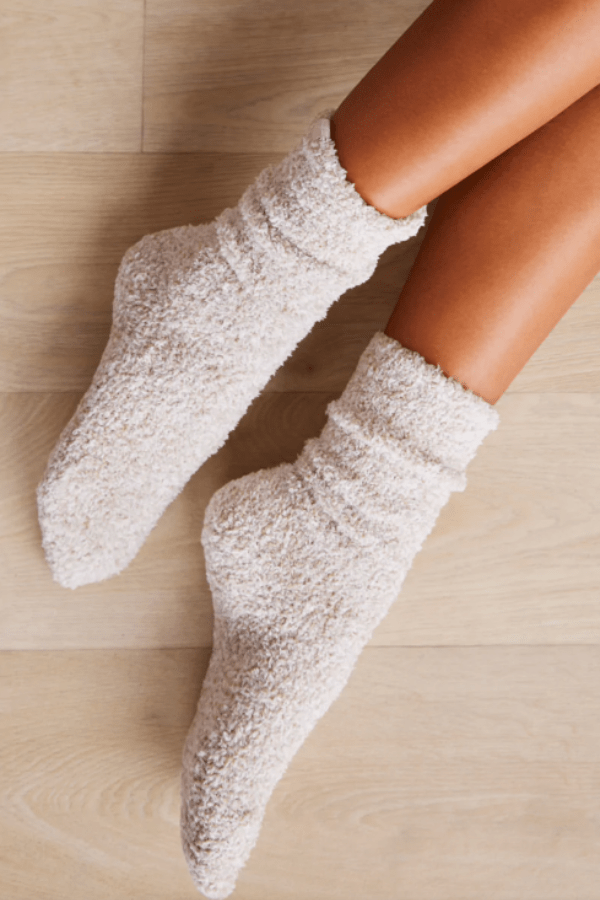 Stone White Cozy Chic Women's Heathered Sock