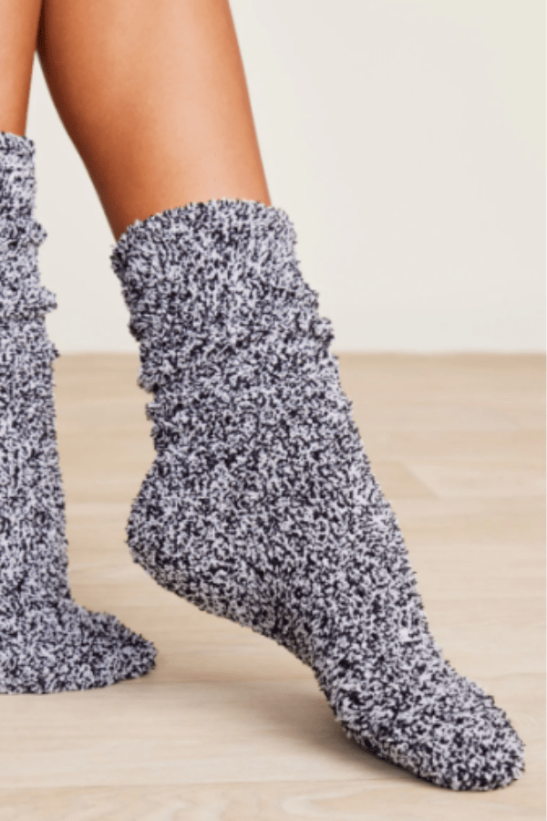 White Black Cozy Chic Women's Heathered Sock