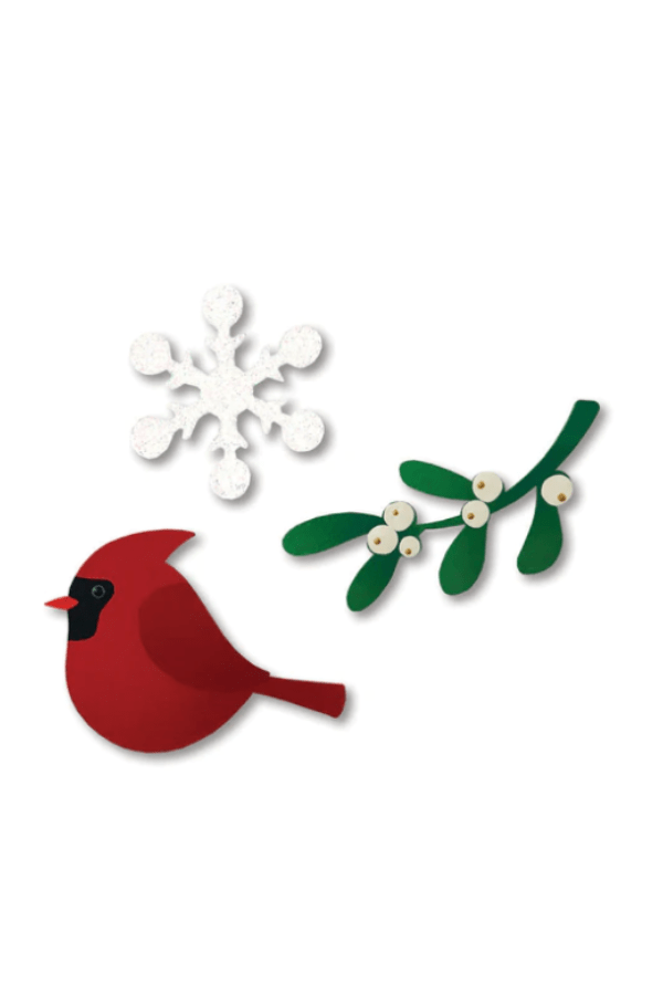 Cardinal w/Mistletoe Magnets S/3