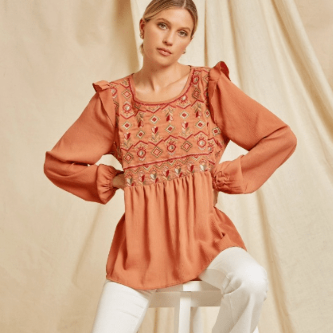 Rust Babydoll Top