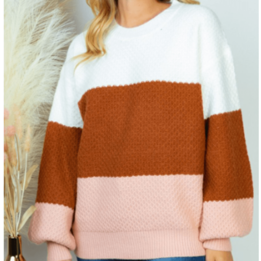 Rust & Mauve Colorblock Sweater
