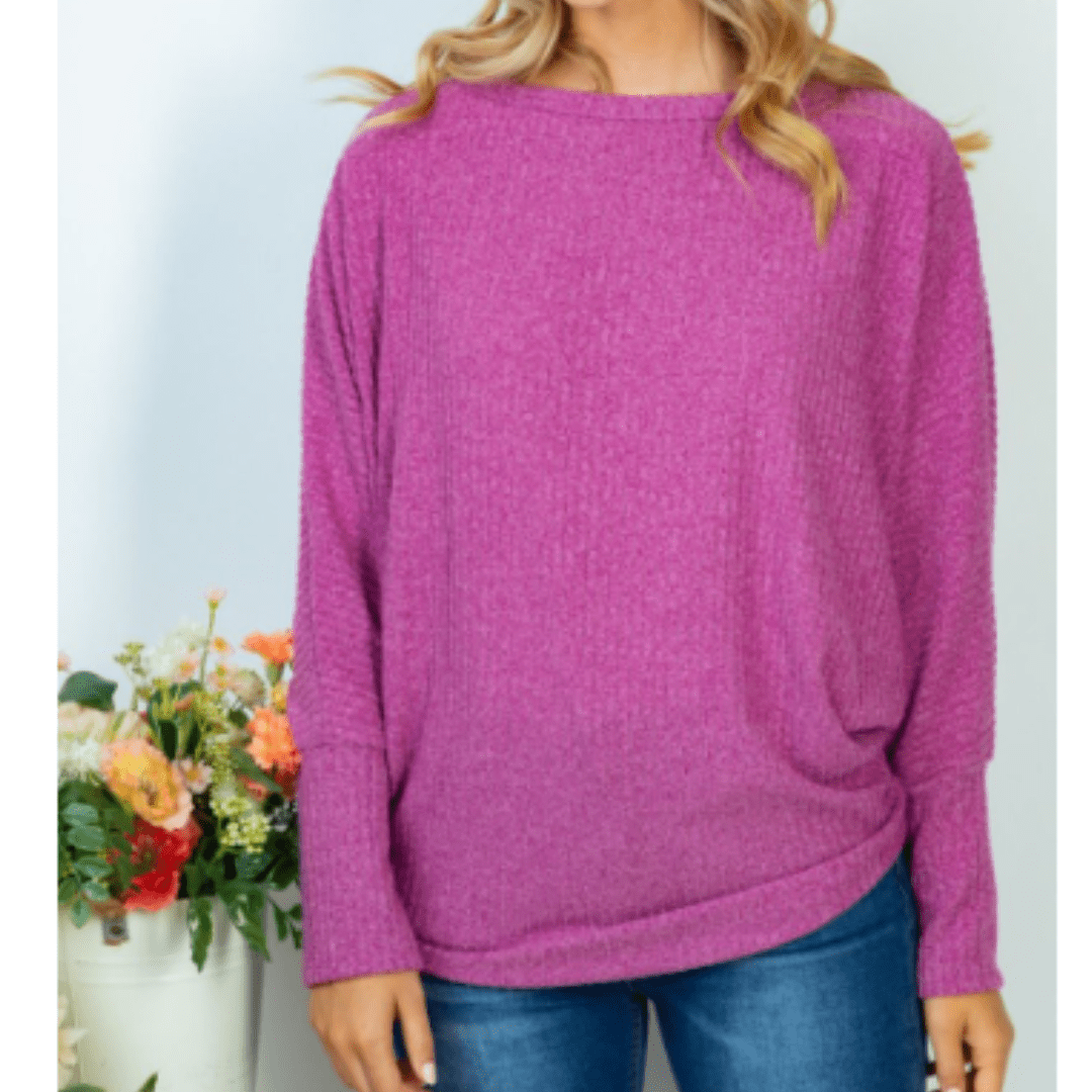 Magenta Boat Neck Relax Top
