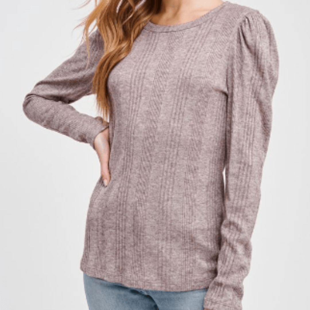Mocha Texture Long Sleeve Top