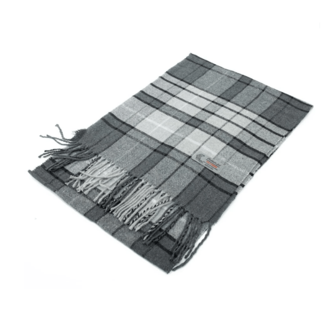 Cashmere Feel Scarf Black Grey Plaid