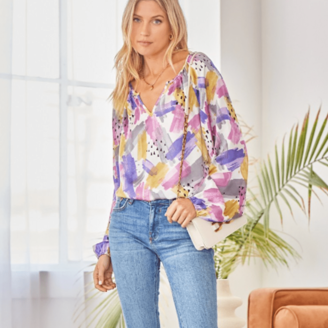 Brushstroke Printed Blouse