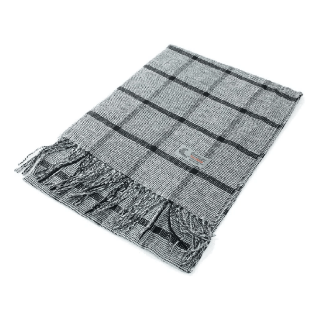 Cashmere Feel Scarf Black Houndstooth Plaid