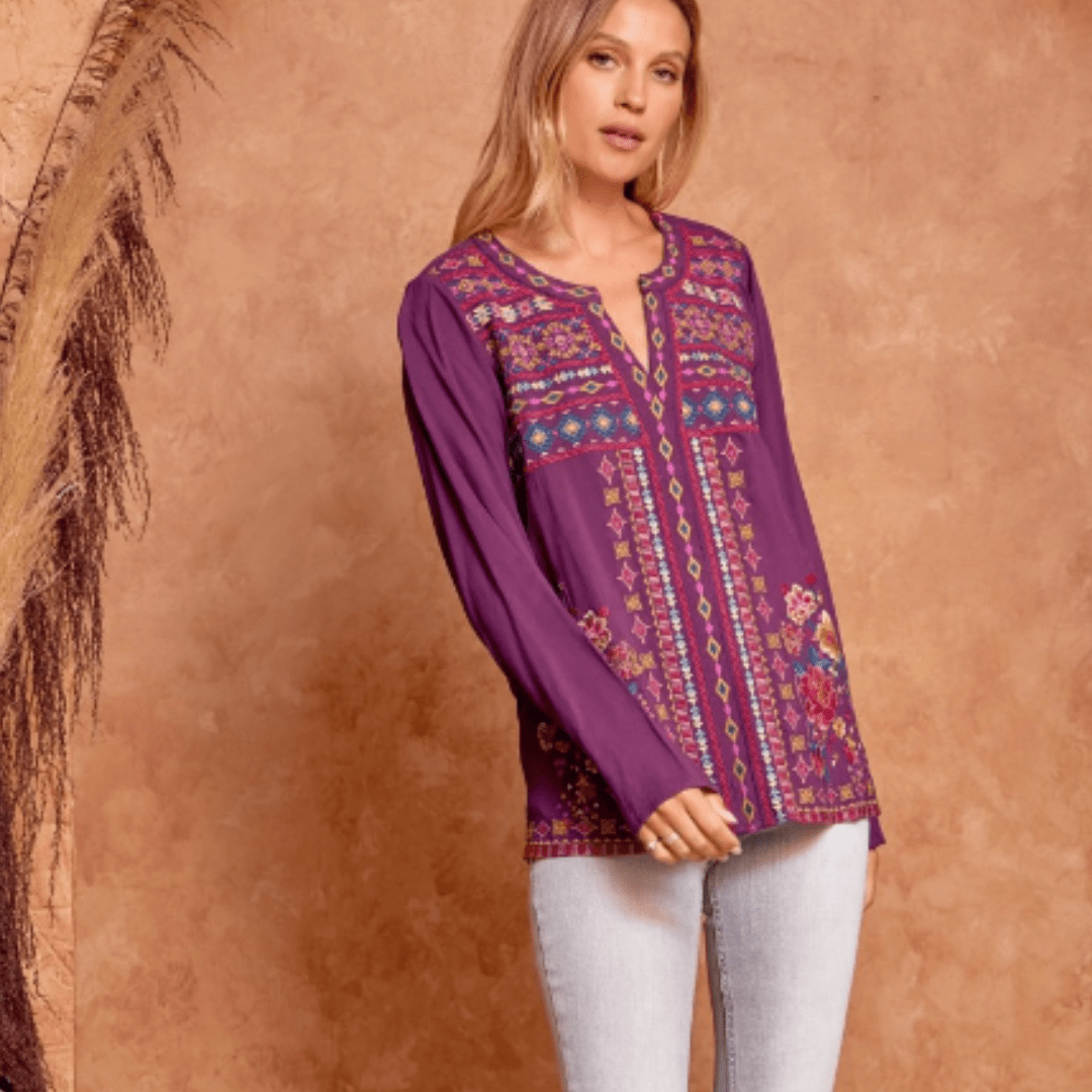 Eggplant Embroidered Blouse - PREORDER A2
