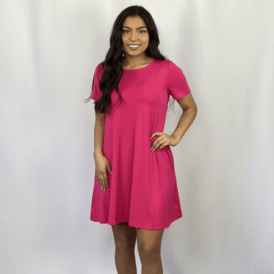 Hot Pink Solid Knit Dress