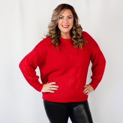 Cable Knit Balloon Sleeve Sweater