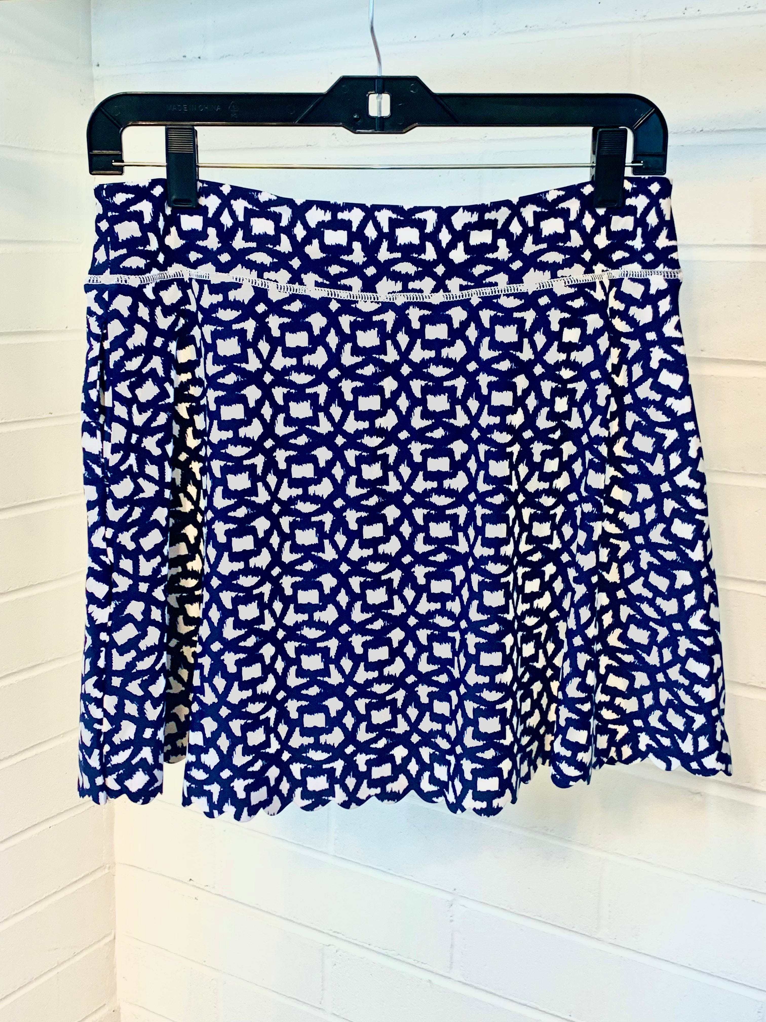 Navy Mosaic Scallop Edge Skort