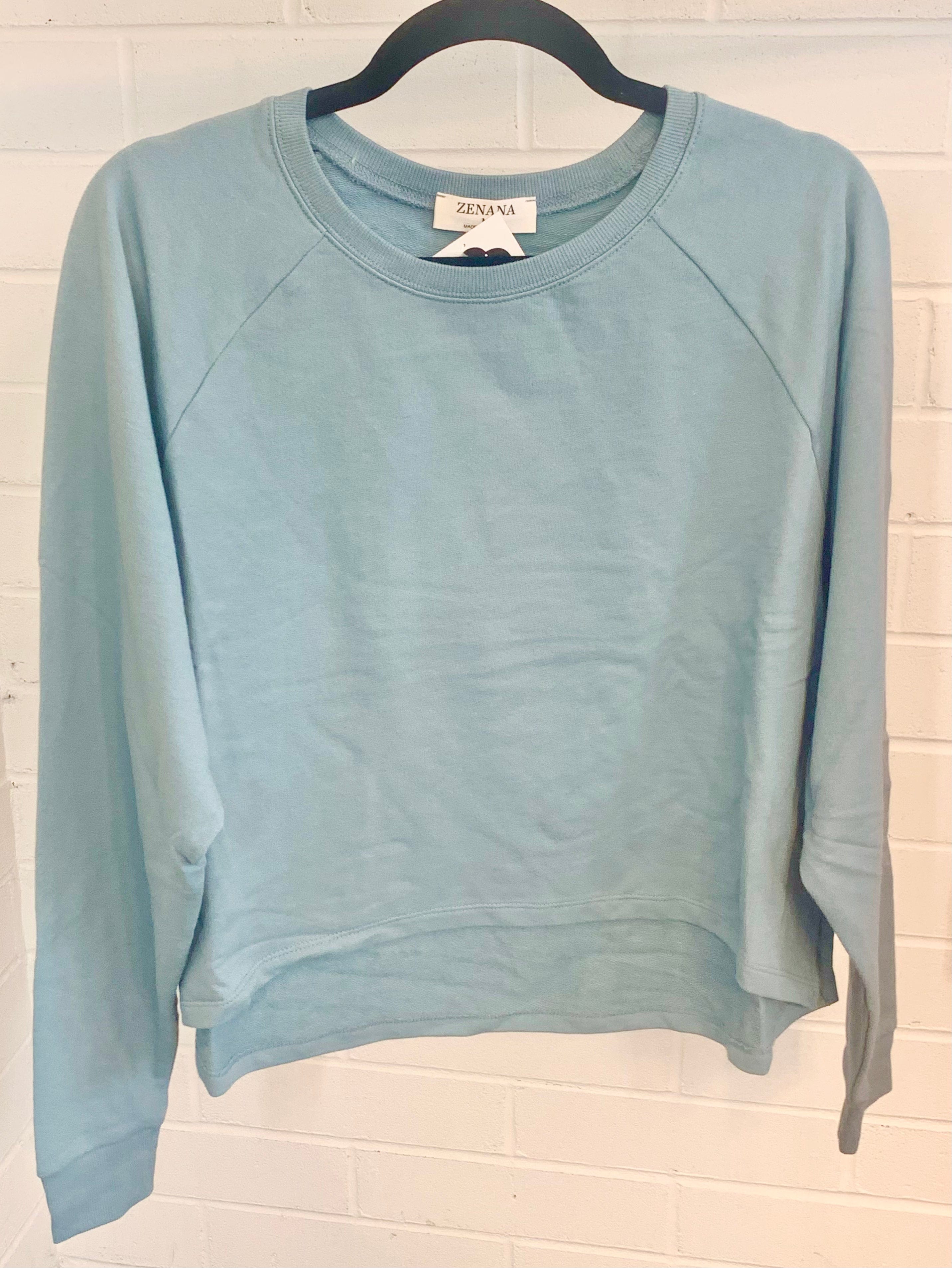 Blue Grey French Terry Raglan Top