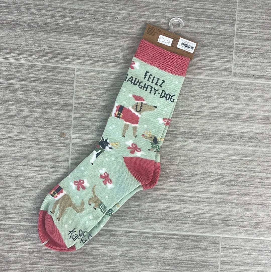 Feliz Naughty Dog Holiday Socks