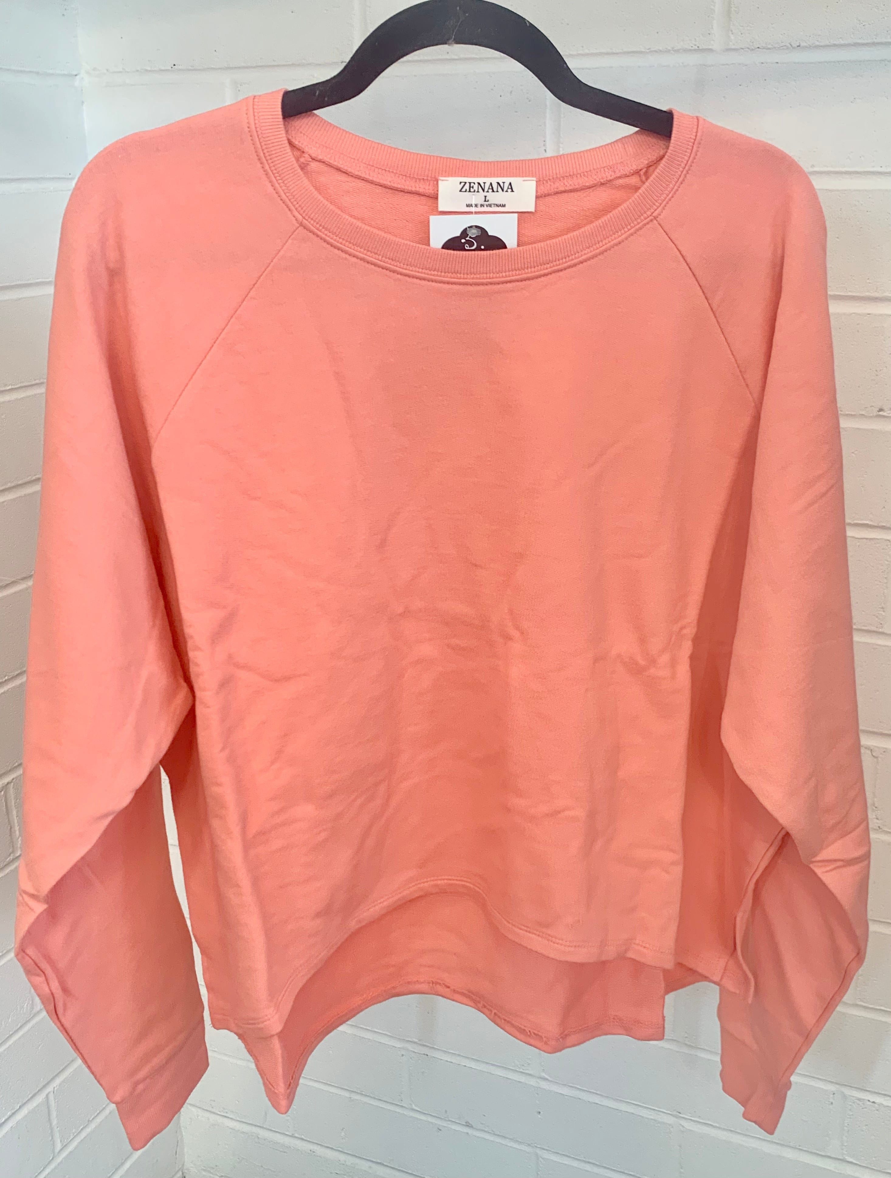 Coral French Terry Raglan Top
