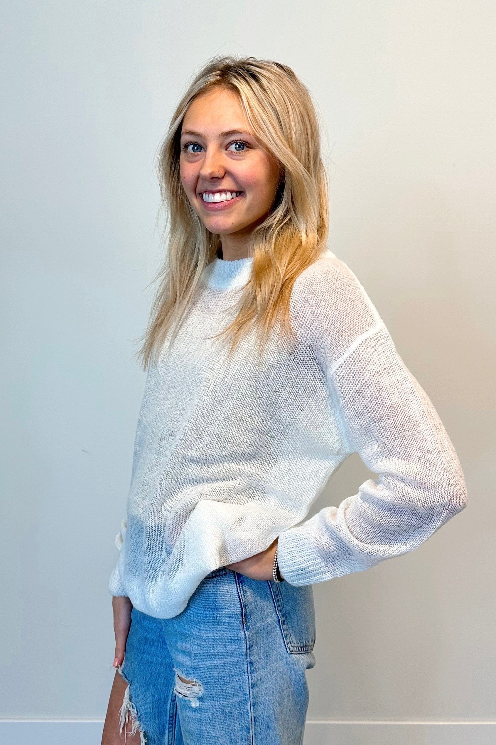 Ivory Sheer Wool Sweater