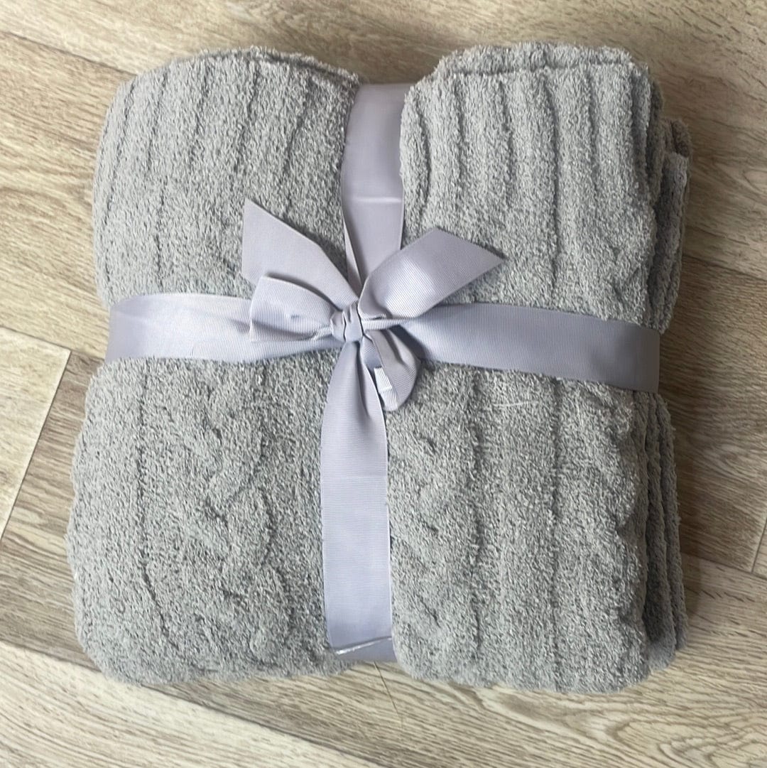 Gray Cable Luxury Soft Throw Blanket