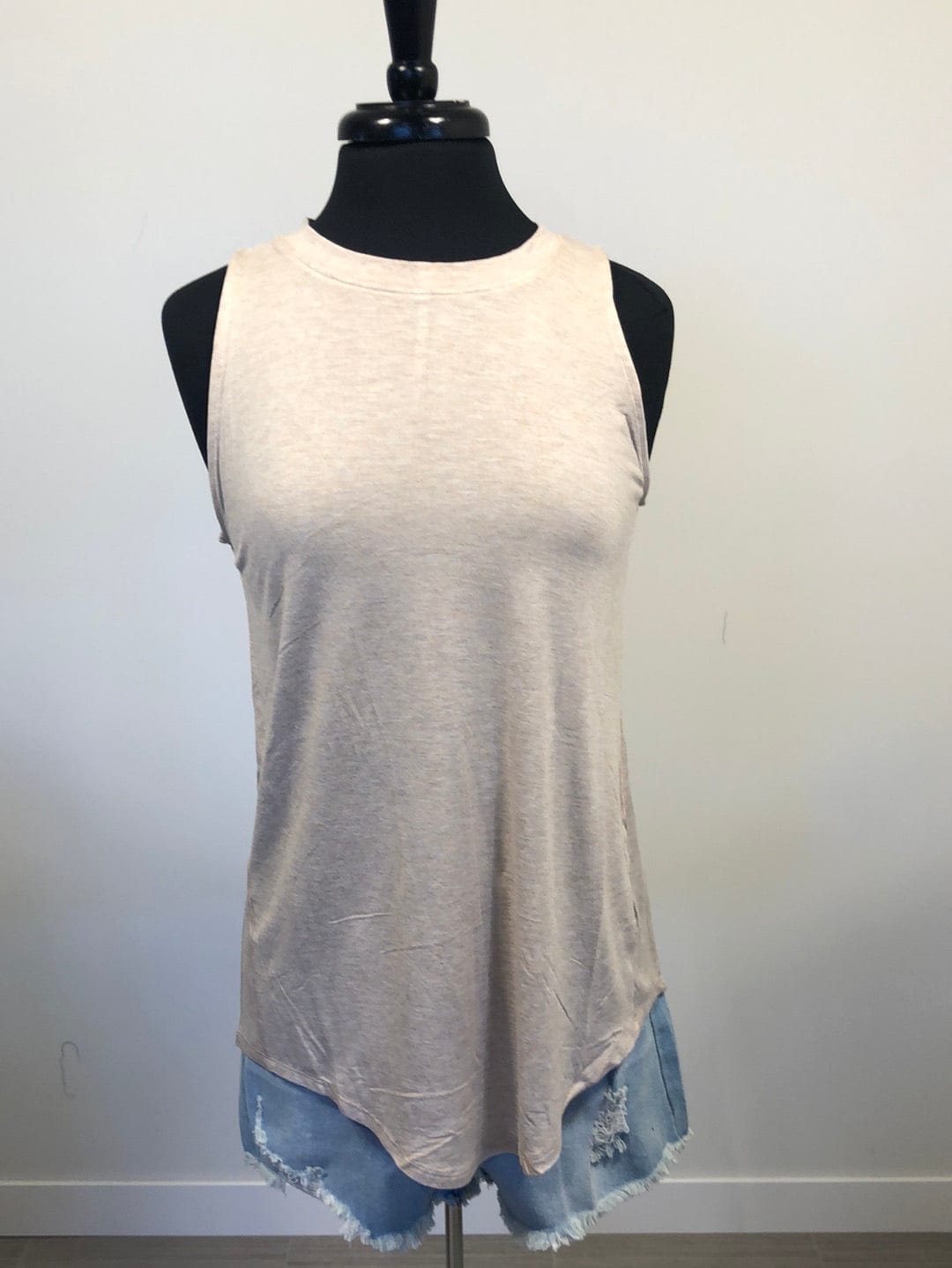 Beige Everyday Round Neck Tank