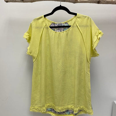 Lemon Floral Linen Top
