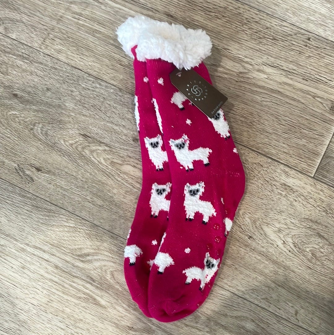Pink Alpaca Sherpa Socks