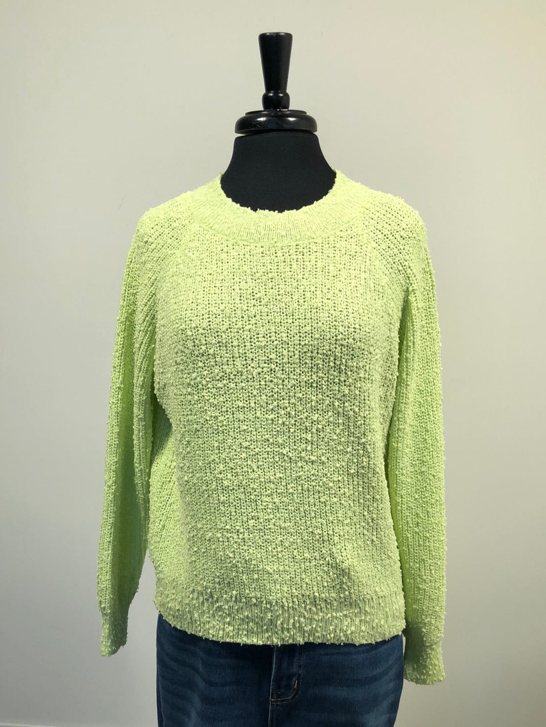 Lime Boatneck Yarn Sweater