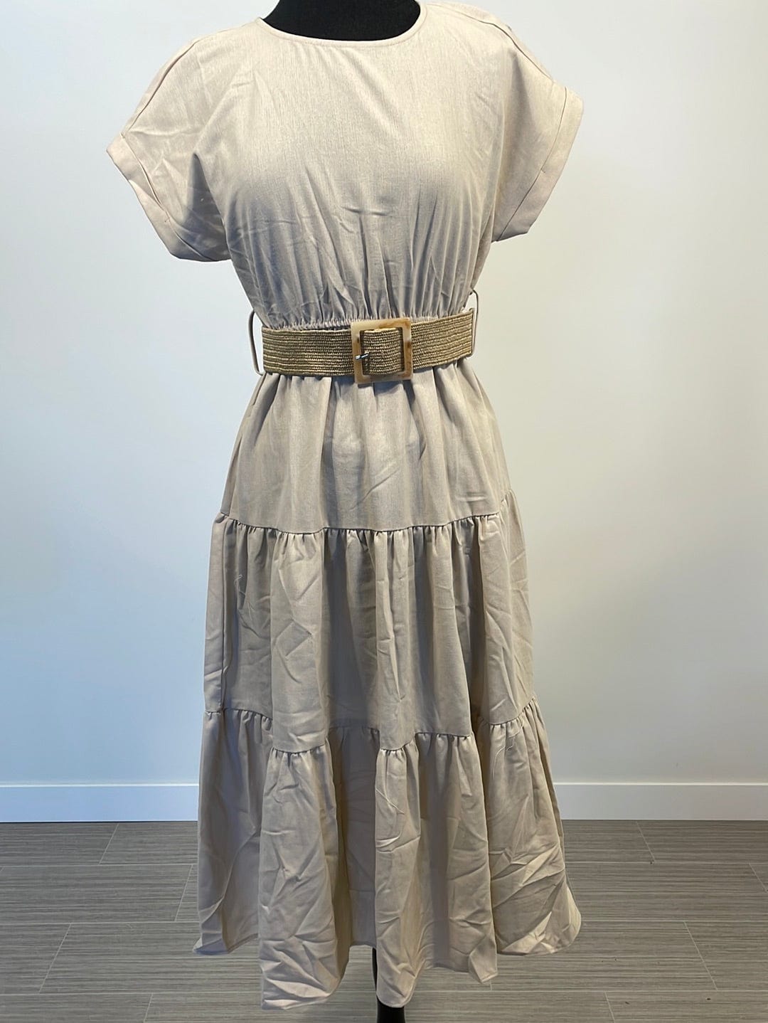 Khaki Safari Tiered Dress