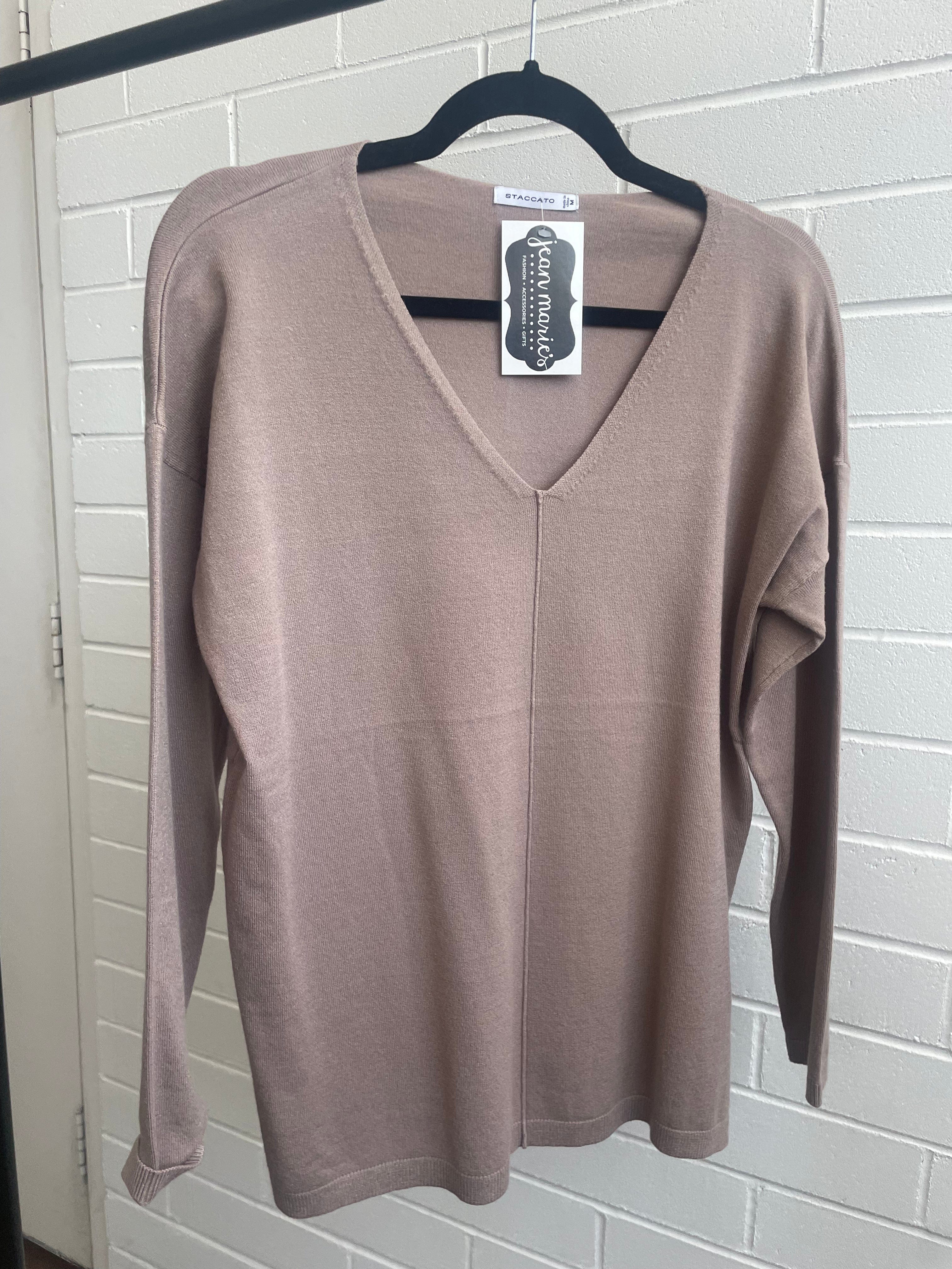 Light Mocha Center Seamed Soft Pullover