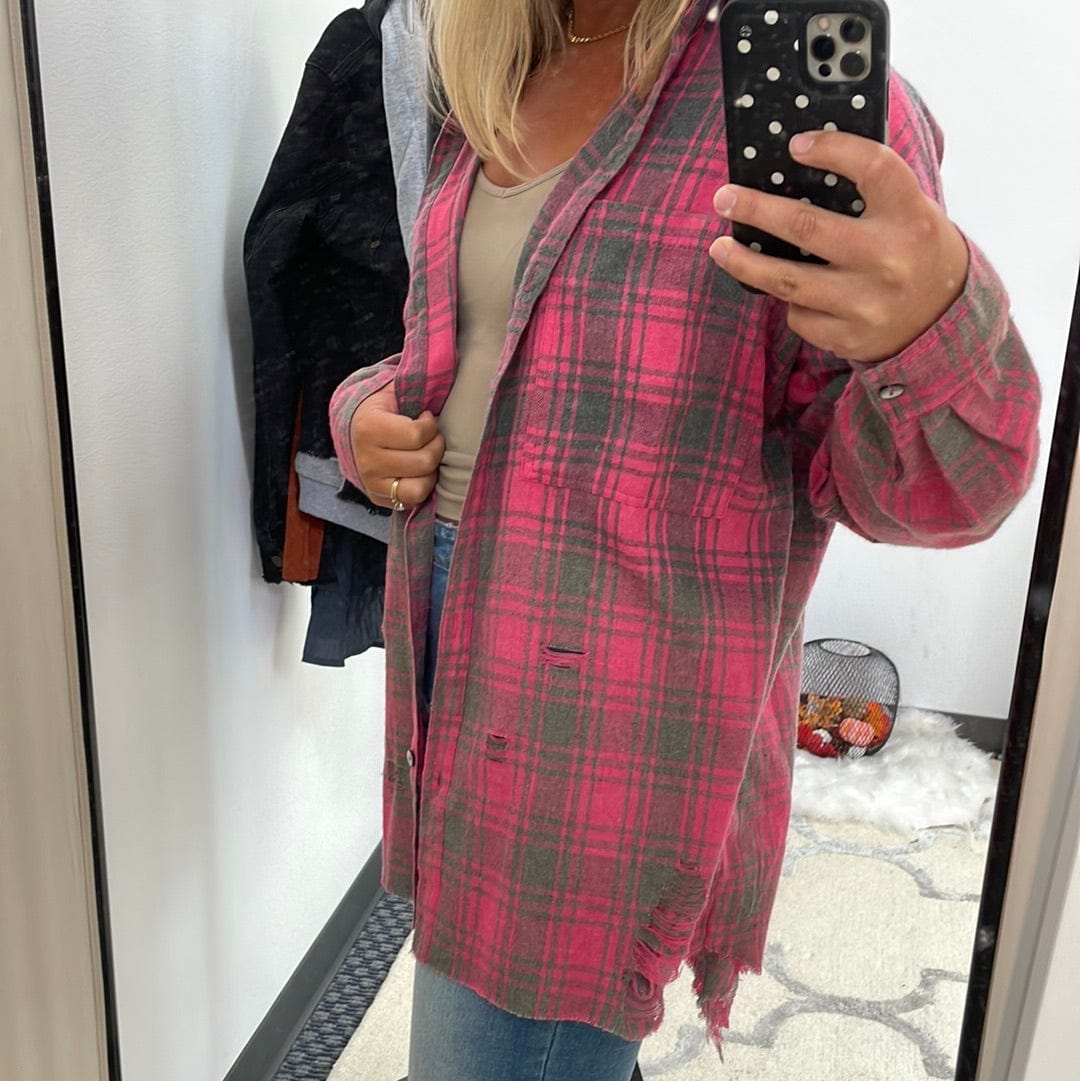 Pink Plaid Mix Shirt