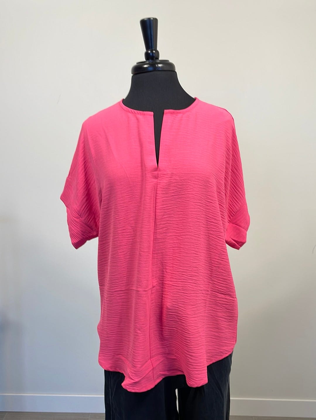 Fuchsia Breezy V-Neck Blouse