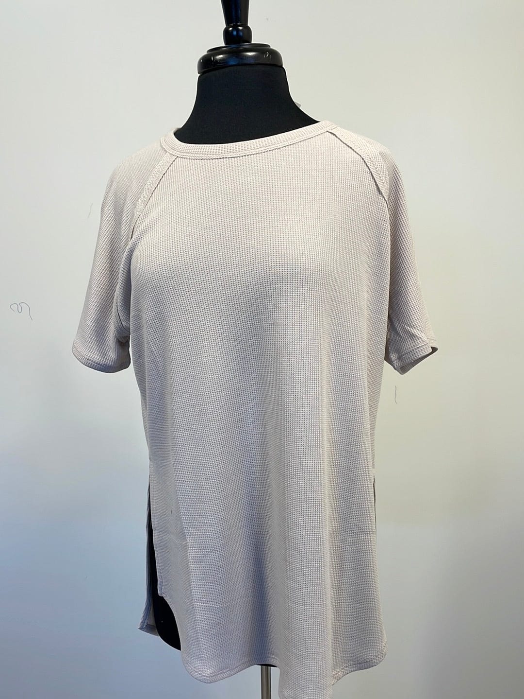 Sand Beige Raglan Waffle Tee