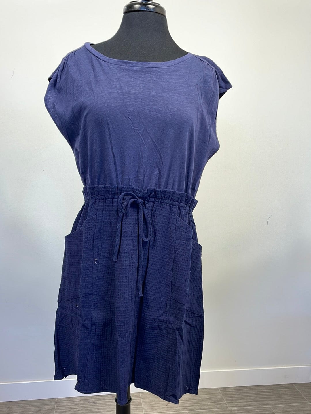Navy Dress with Tie & Pockets