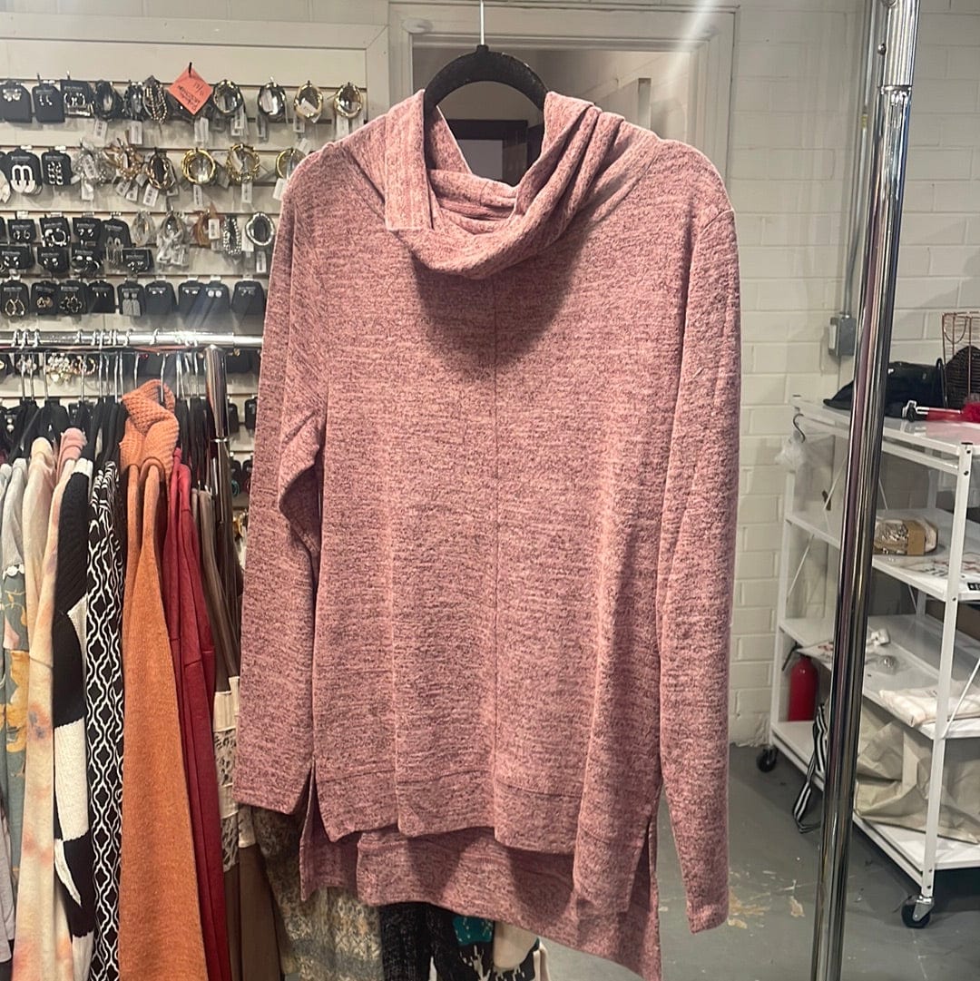 Burgundy Hacci Cowl Neck Top