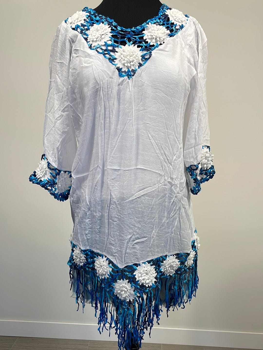 White Multi Blue Floral Coverup
