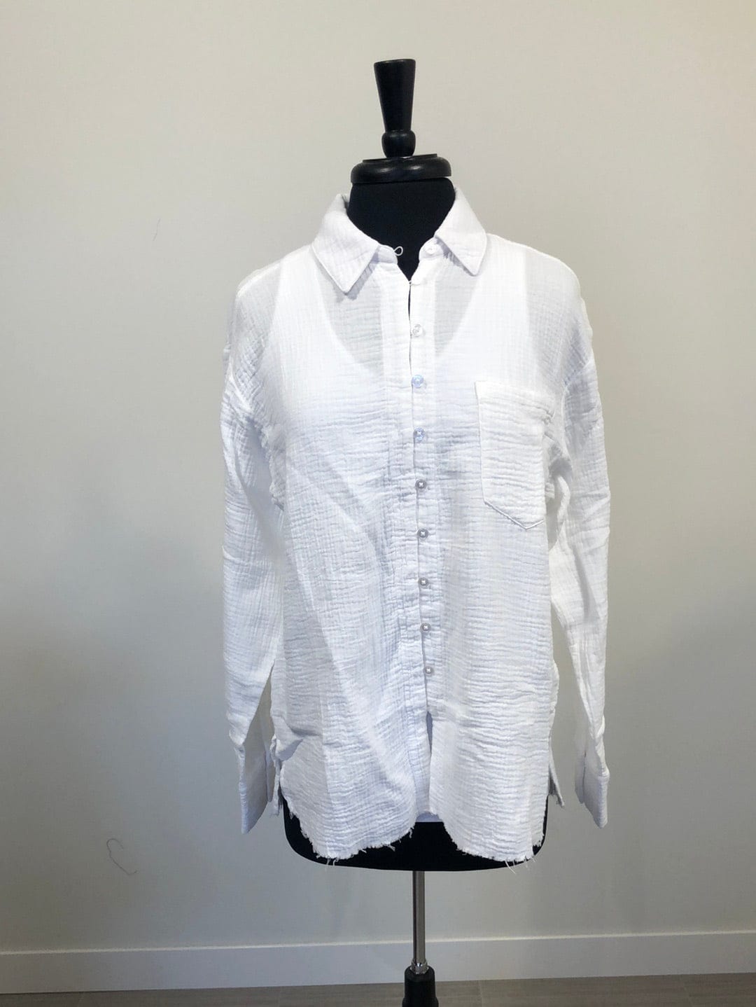 White Gauze Button Down Top