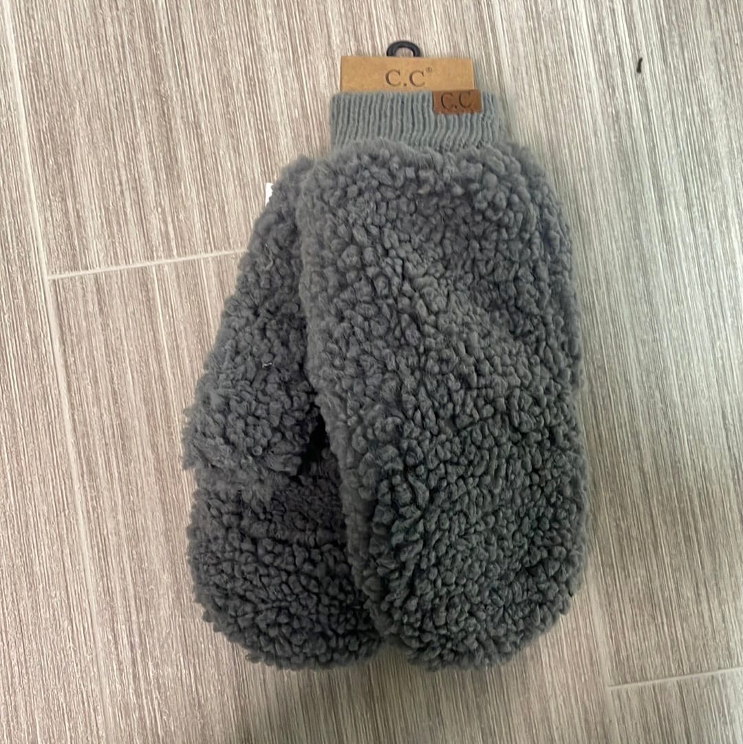 Grey Sherpa Convertible Mitten Gloves