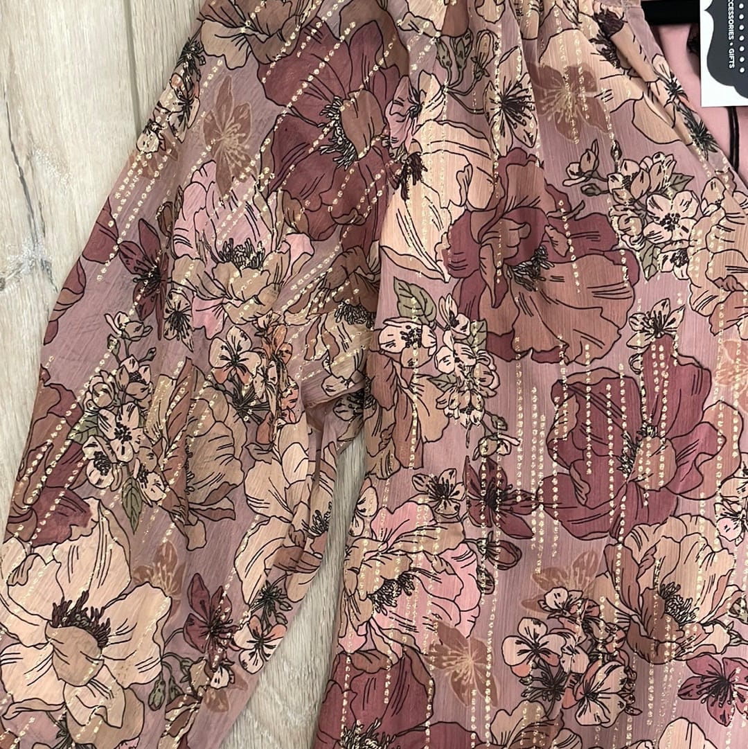 Shimmer Blush Floral Blouse
