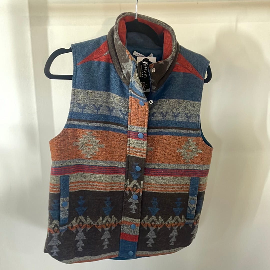 Multi Color Aztec Puff Vest - FINAL SALE