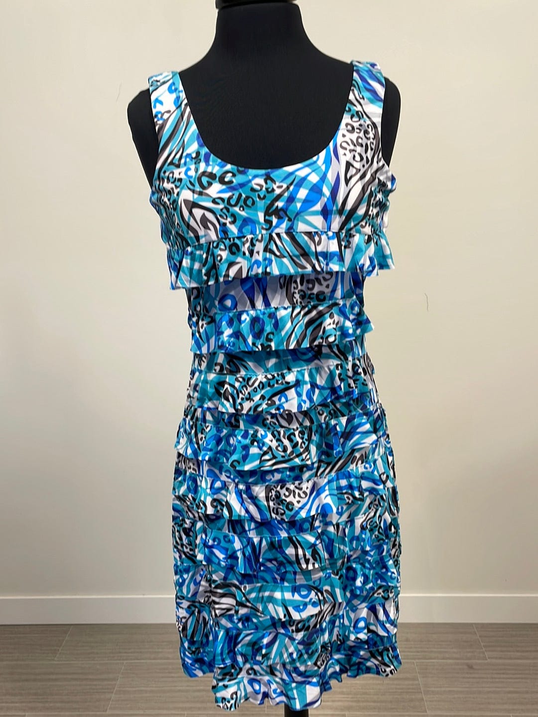 Aqua Cheetah Splash Ruffle Dress