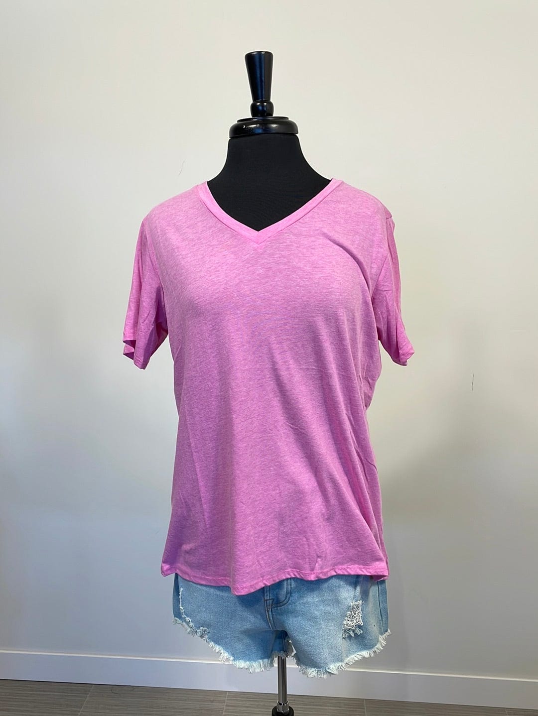 Mauve Cotton VNeck Tee