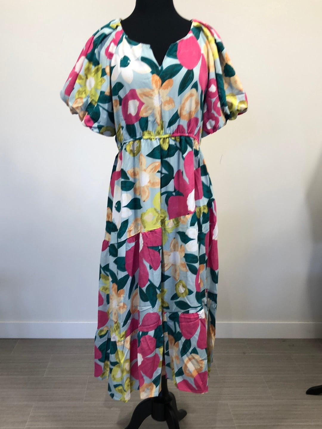 Puff Sleeve Floral Maxi Dress
