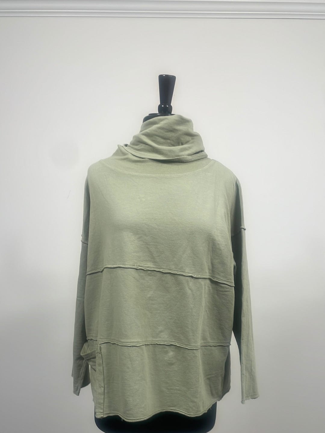 Green Texture Knit Cowl Top