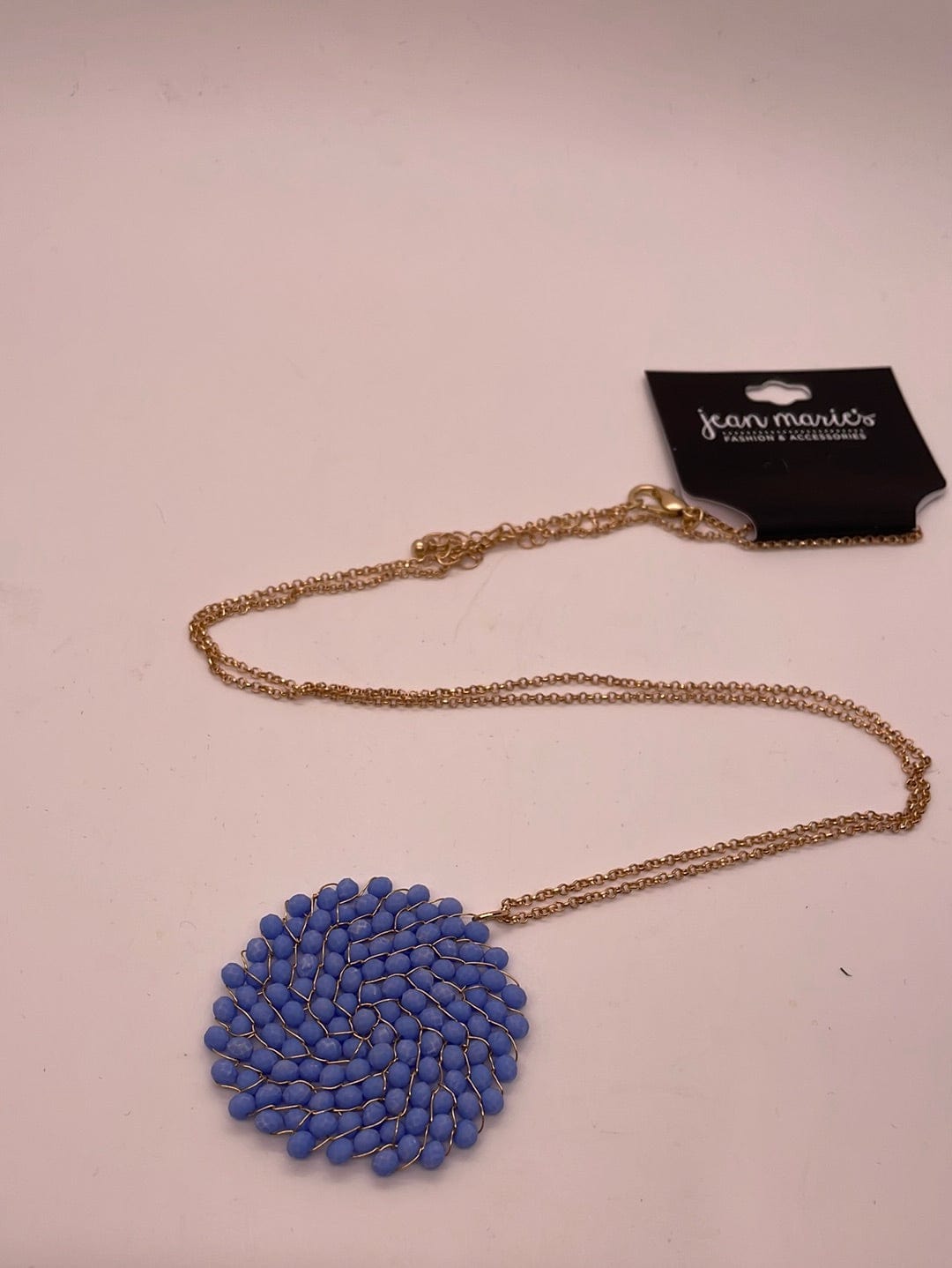 Beaded Periwinkle Disc Necklace