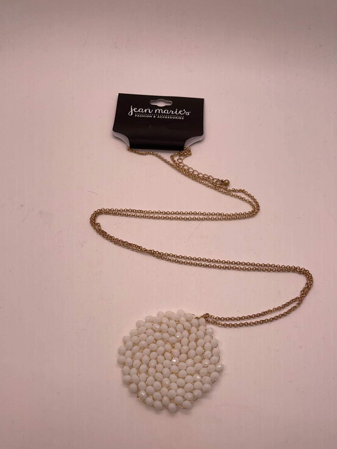 Beaded White Disc Necklace
