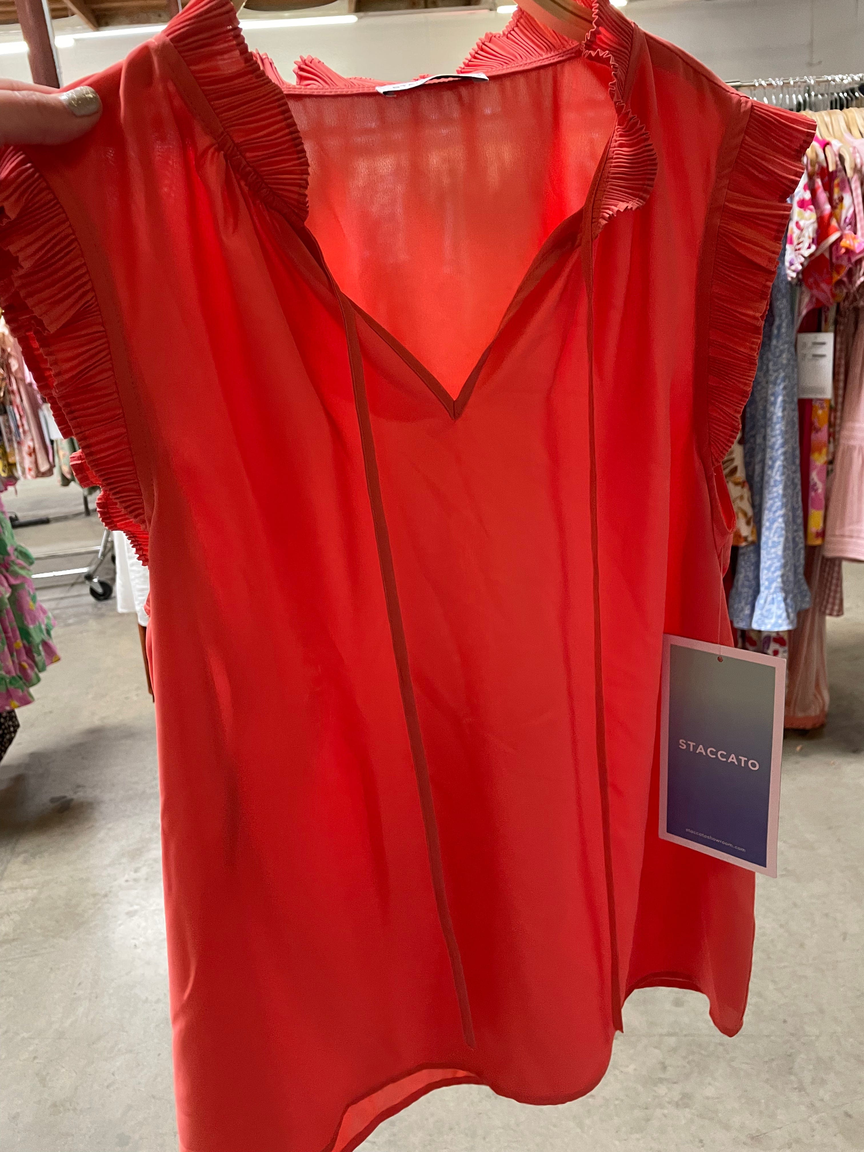 Pleated Ruffle Blouse
