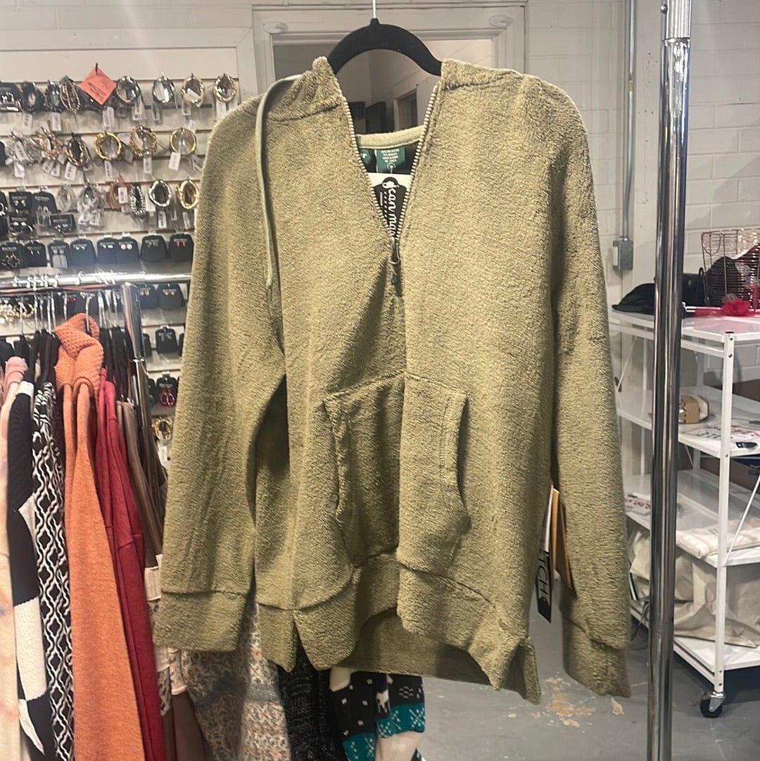 Olive 1/4 Zip Cozy Hoodie