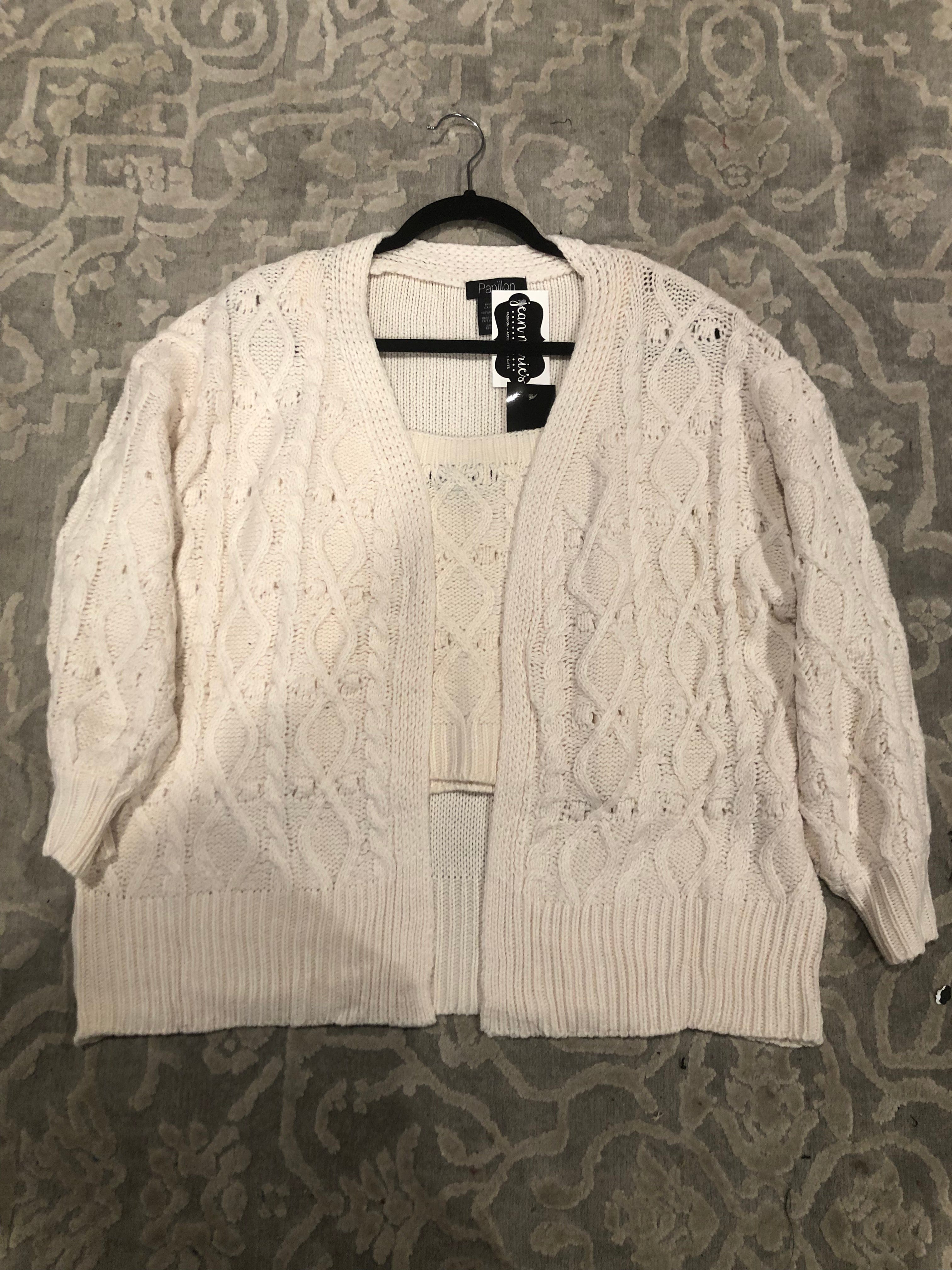 Cream Cable Cardigan & Tank Set