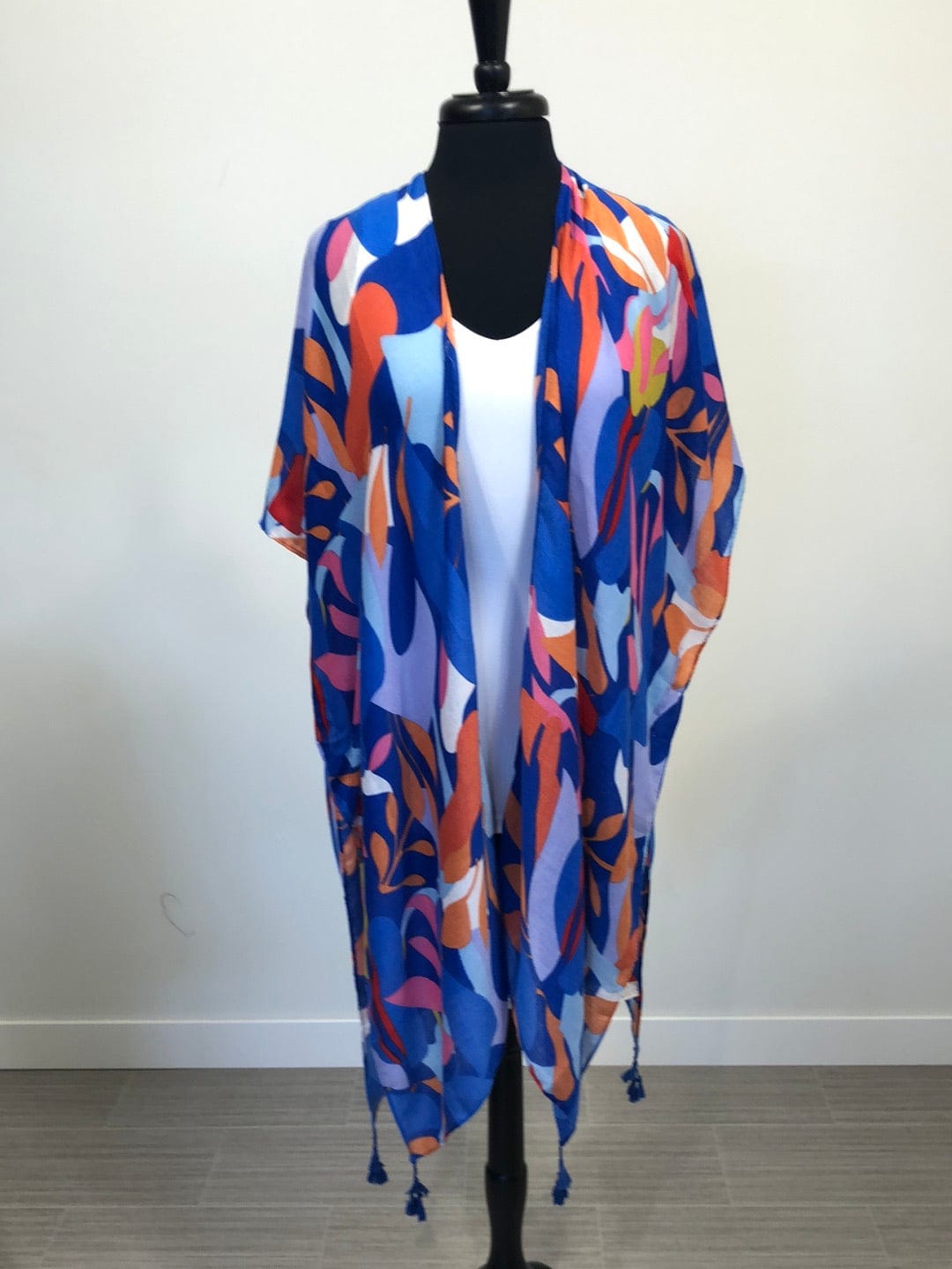 Blue Leaf Print Kimono