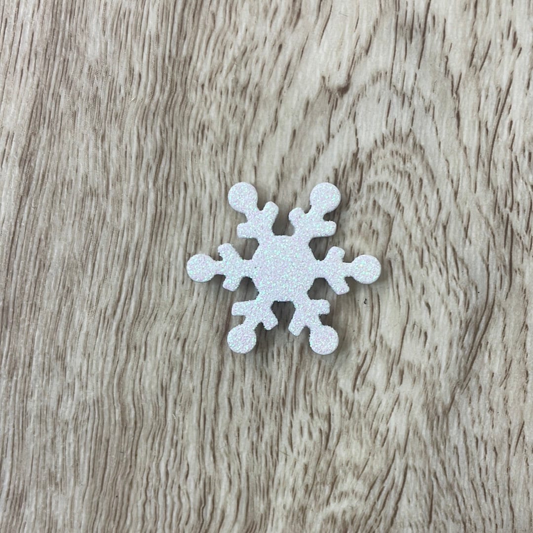 White Glitter Snowflake Magnet S/4