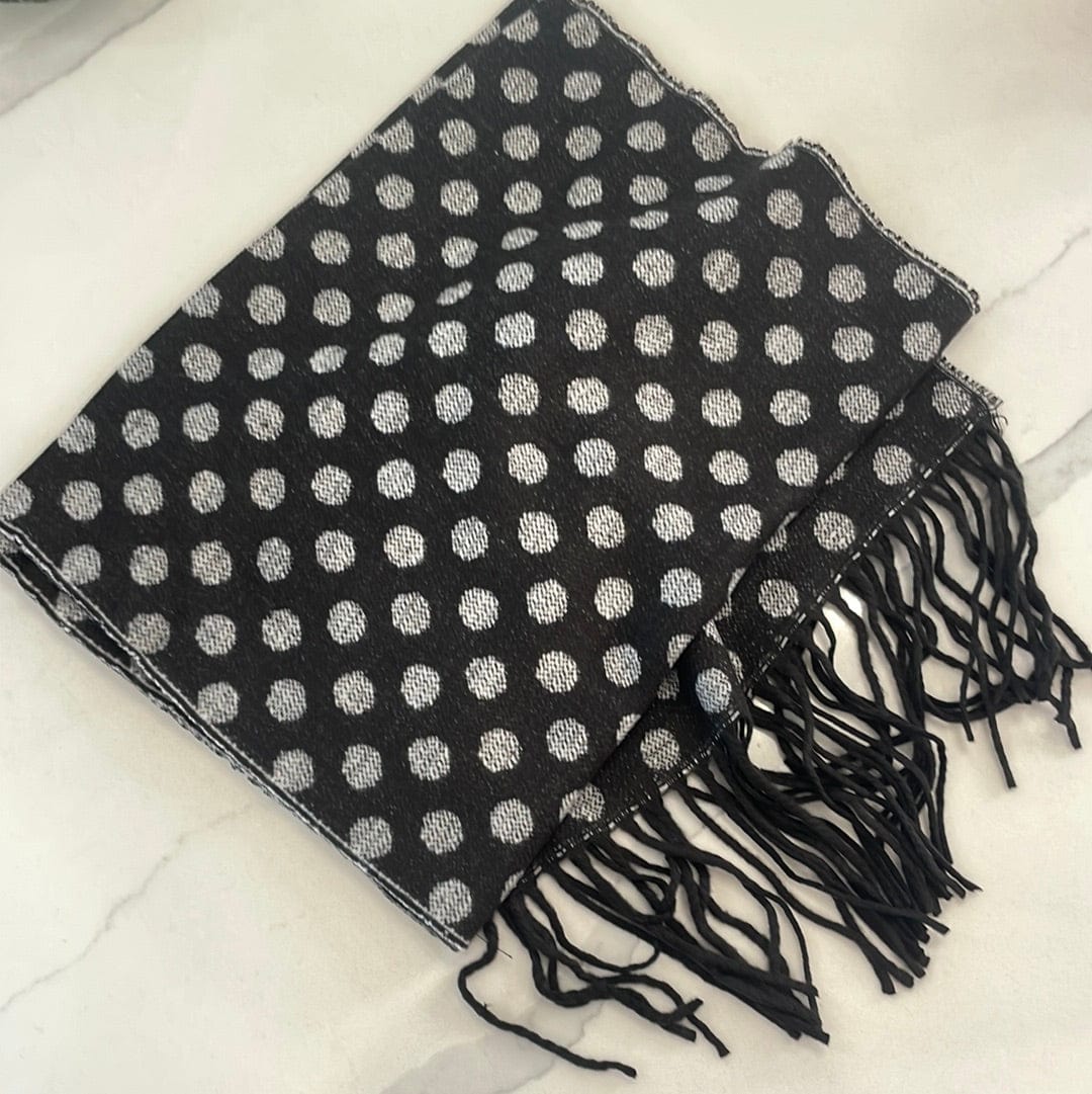 Cashmere Feel Scarf Black Dots